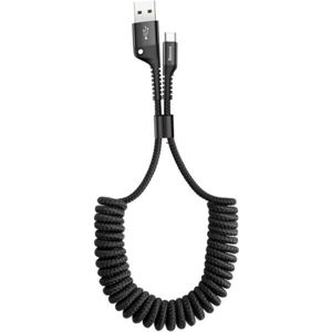 Baseus Fish eye Spring USB-A/USB-C (2A) pružinový kabel 1m černý
