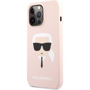 Karl Lagerfeld Liquid Silicone Karl Head Cover iPhone 13 Pro světle růžový