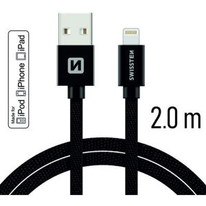 SWISSTEN Textile kabel USB / Lightning MFi 2,0 m černý