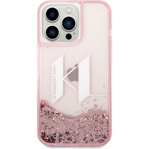 Karl Lagerfeld Liquid Glitter Big KL Logo kryt iPhone 14 Pro růžový