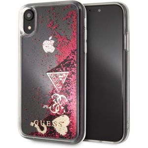 Guess Glitter Case GUHCI61GLHFLRA Hearts iPhone XR malinové