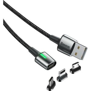 Baseus Zinc 3v1 magnetický kabel (Lightning/USB-C/Micro USB) 1m, černý