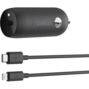 Belkin BOOST CHARGE 18W PD nabíječka do auta s USB-C/Lightning kabelem černá