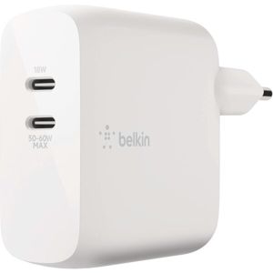 Belkin BOOST CHARGE duální USB-C síťová nabíječka s GaN 63W (45W+18W) bílá