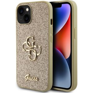Guess PU Fixed Glitter 4G Metal Logo kryt iPhone 15 zlatý