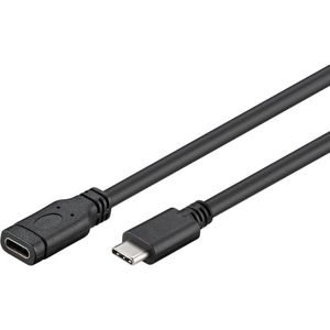 PremiumCord prodlužovací kabel USB-C/M - C/F 1m černý
