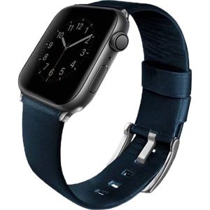UNIQ Mondain kožený řemínek Apple Watch 44/42mm tmavě modrý
