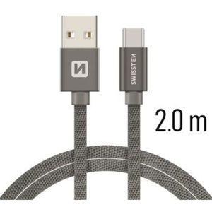 SWISSTEN Textile kabel USB / USB-C 2,0 m šedý