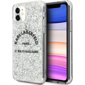 Karl Lagerfeld St.Guillaume Glitter kryt iPhone 11 stříbrný