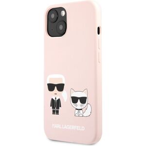 Karl Lagerfeld and Choupette Liquid Silicone Cover iPhone 13 světle růžový