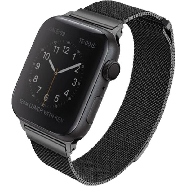 UNIQ Dante ocelový řemínek Apple Watch 44/42mm Midnight černý
