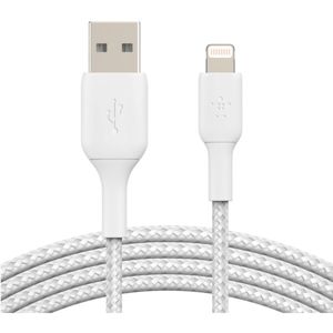 Belkin BOOST Charge Braided Lightning/USB-A odolný kabel, 1m, bílý