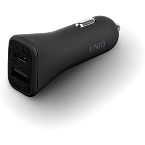 UNIQ Votra Duo nabíječka do auta s USB-C (PD) 18W + kabel černá