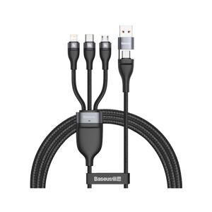 Baseus Flash Two-for-three kabel USB-C, Lightning, MicroUSB (100W) černý