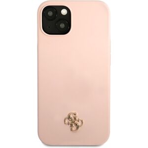 Guess 4G Silicone Metal Logo kryt iPhone 13 růžový