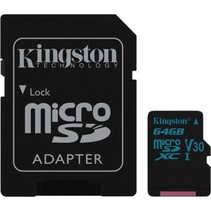 Kingston Canvas Go! MicroSDHC 64 GB - Video Class V30 / UHS-I U3 / Class10 + adaptér