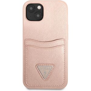 Guess Saffiano Double Card kryt iPhone 13 mini růžový