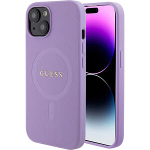 Guess PU Saffiano MagSafe kryt iPhone 15 fialový
