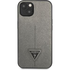 Guess PU Saffiano Triangle kryt iPhone 13 mini stříbrný