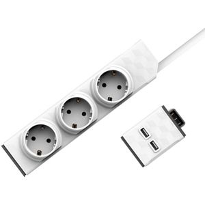 PowerCube PowerStrip Modular Switch zásuvka 1.5 m + USB modul bílá