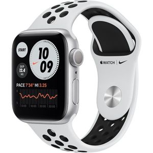 Apple Watch Nike Series 6 44mm stříbrný hliník s platinovým/černým sportovním řemínkem
