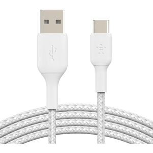 Belkin BOOST Charge Braided USB-C/USB-A odolný kabel, 15cm, bílý