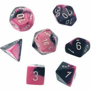 Chessex Gemini Polyhedral 7-Die Set - Black-Pink w/white