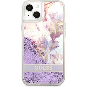 Guess Liquid Glitter Flower kryt iPhone 13 mini fialový