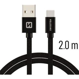 SWISSTEN Textile kabel USB / USB-C 2,0 m černý