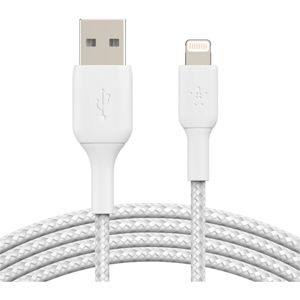 Belkin BOOST Charge Braided Lightning/USB-A odolný kabel, 2m, bílý
