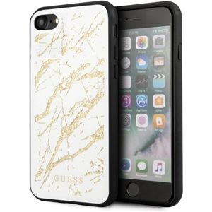 Guess Glitter Marble kryt iPhone SE (2020)/8/7 bílý/zlatý