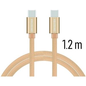 SWISSTEN Textile kabel USB-C / USB-C 1,2 m zlatý
