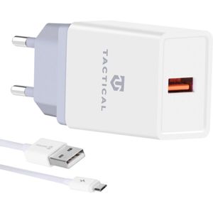 Tactical USB-A cestovní nabíječka s kabelem bílá