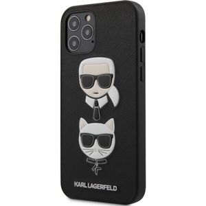 Karl Lagerfeld Saffiano K&C Heads kryt iPhone 12/12 Pro 6.1" černý