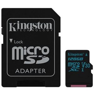 Kingston Canvas Go! MicroSDXC 128 GB - Video Class V30 / UHS-I U3 / Class10 + adaptér