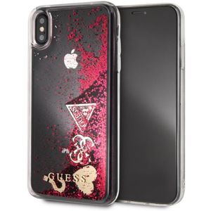 Guess Glitter Case Hearts iPhone XS Max malinové
