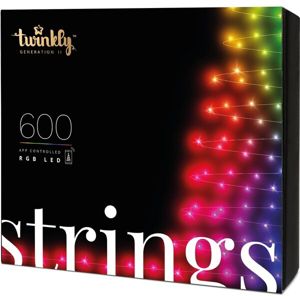 Twinkly Strings Multi-Color chytré žárovky na stromeček 600 ks 48m černý kabel