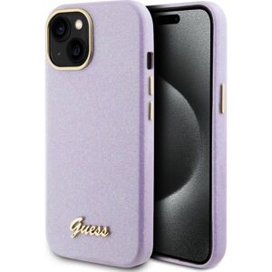 Guess PU Glitter Full Wrapped kryt iPhone 15 fialový