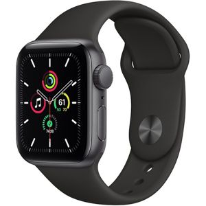 Apple Watch SE 44mm vesmírně šedý hliník s černým sportovním řemínkem