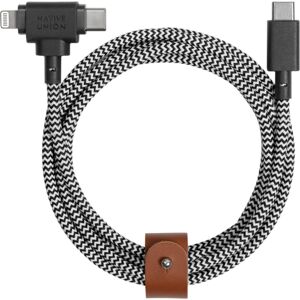 Native Union Belt Universal Cable (USB-C – Lighting/USB-C) 1,5 m, černo-bílá