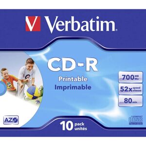 VERBATIM CD-R(10 ks)Jewel/Printable/DLP/52x/700MB