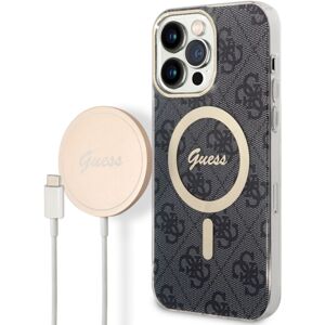 Guess 4G MagSafe kryt + Bezdrátová nabíječka pro iPhone 14 Pro Max černá