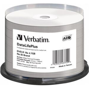 VERBATIM DVD-R(50 ks)/Spindle/16X/4.7GB/DataLife Plus Wide Thermal Professional Bez loga