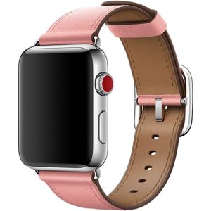 Apple Watch kožený řemínek s klasickou přezkou 42/44mm bledě růžový