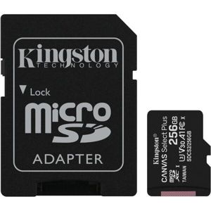 Kingston Canvas Select Plus microSDXC 256GB A1 Class 10 100MB/s + adaptér