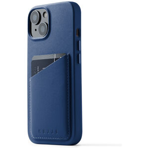 Mujjo Full Leather Wallet pouzdro iPhone 15 modrý