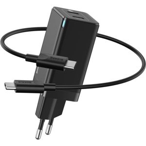 Baseus GaN2 Quick Charger 2x USB-C, 45W (20V/3A), kabel 1m černá