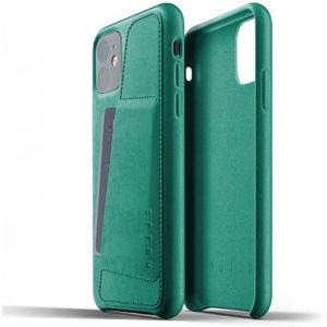 Mujjo Full Leather Wallet pouzdro iPhone 11 zelené