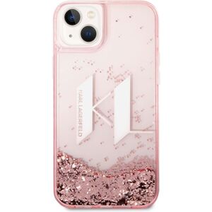 Karl Lagerfeld Liquid Glitter Big KL Logo kryt iPhone 14 Plus růžový