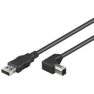 PremiumCord Kabel USB 2.0, A-B, 5m se zahnutým USB-B konektorem 90°
